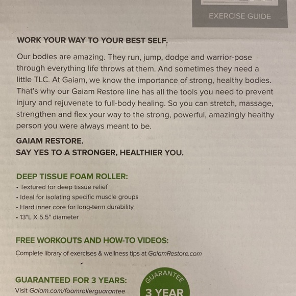 GAIAM Deep Tissue Foam Roller - 13” x 5.5” - Picture 7 of 8